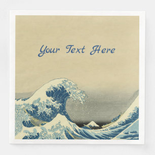 Big Blue Ocean Wave Witte Petten Boat Tan Servet