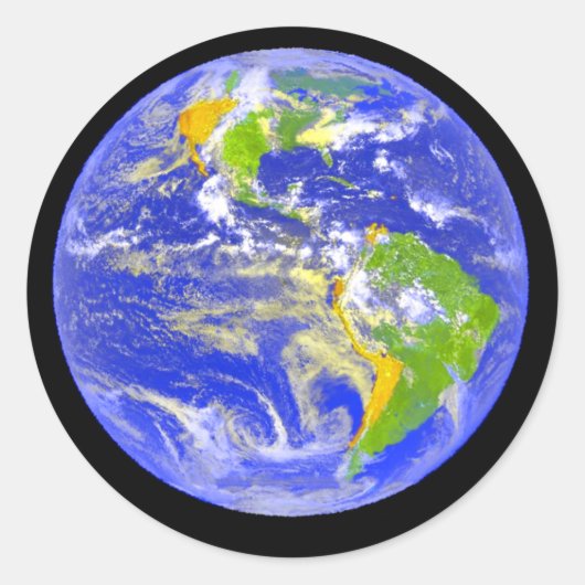 Big Blue Planet Earth Ronde Sticker (Voorkant)