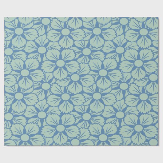 Big Blue Print Classic Sakura Flower Pattern Cadeaupapier (Vlak)