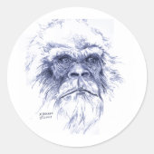 Big Blue Sasquatch Ronde Sticker (Voorkant)