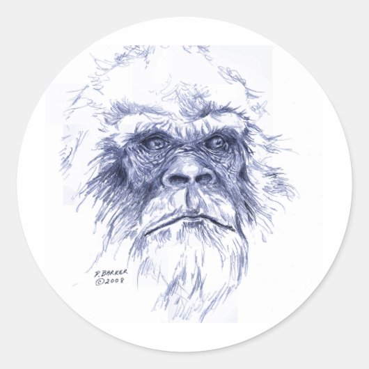 Big Blue Sasquatch Ronde Sticker (Voorkant)