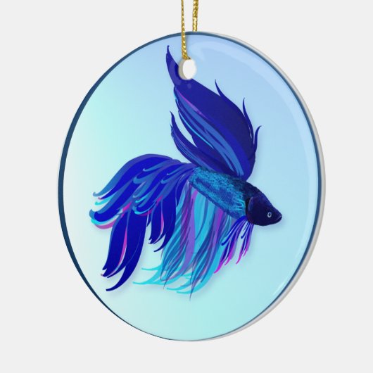 Big Blue Siamese vechtvisornament Keramisch Ornament (Links)