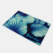 Big Blue Tropical Leaves Deurmat (Schuin)