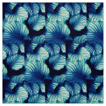 Big Blue Tropical Leaves Fabric