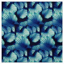 Big Blue Tropical Leaves Fabric Stof
