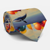 Big Blue Whale en luchtballonnen Stropdas (Opgerold)