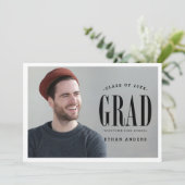 Big Bold Afstudeerder | White Text Photo Gradupart Kaart (Staand voorkant)