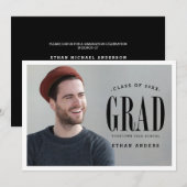 Big Bold Afstudeerder | White Text Photo Gradupart Kaart (Voorkant / Achterkant)
