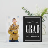 Big Bold Afstudeerder | White Text Photo Gradupart Kaart (Staand voorkant)