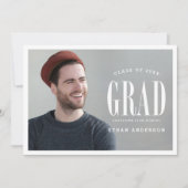 Big Bold Afstudeerder | White Text Photo Gradupart Kaart (Voorkant)