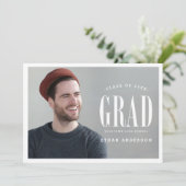 Big Bold Afstudeerder | White Text Photo Gradupart Kaart (Staand voorkant)
