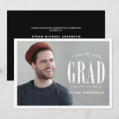Big Bold Afstudeerder | White Text Photo Gradupart Kaart (Voorkant / Achterkant)