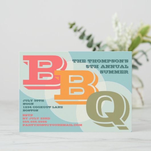 Big Bold BBQ Uitnodiging (Staand voorkant)