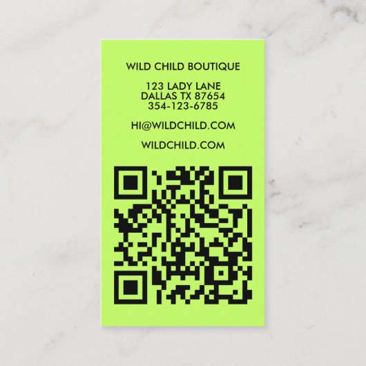 BIG BOLD BLOOM Rustic Minimal Floral QR code Visitekaartje (Achterkant)