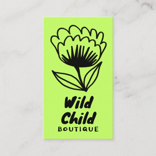 BIG BOLD BLOOM Rustic Minimal Floral QR code Visitekaartje (Voorkant)