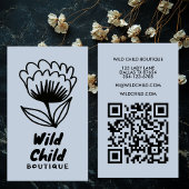 BIG BOLD BLOOM Rustic Minimal Floral QR code Visitekaartje