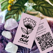 BIG BOLD BLOOM Rustic Minimal Floral QR code Visitekaartje