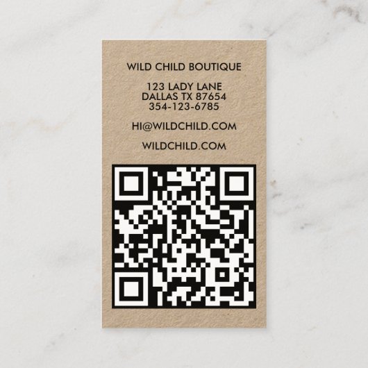 BIG BOLD BLOOM Rustic Minimal Floral QR code Visitekaartje (Achterkant)