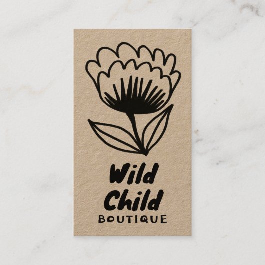 BIG BOLD BLOOM Rustic Minimal Floral QR code Visitekaartje (Voorkant)