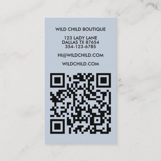 BIG BOLD BLOOM Rustic Minimal Floral QR code Visitekaartje (Achterkant)