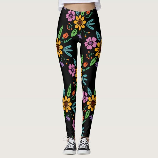 Big Bold Colorful Flowers Leggings (Voorkant)