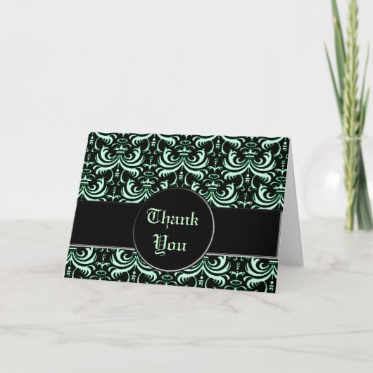 Big Bold Damask (Apple Green) Bedankkaart (Voorkant)