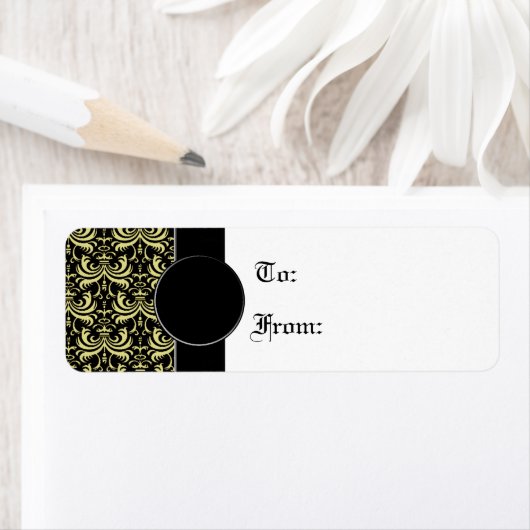 Big Bold Damask (Golden) (Monogram) Etiket (Insitu)