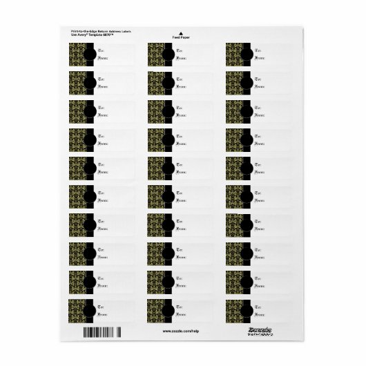 Big Bold Damask (Golden) (Monogram) Etiket (Full Sheet)