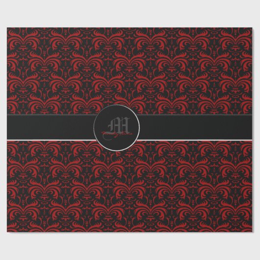 Big Bold Damask (rood) Cadeaupapier (Vlak)