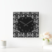 Big Bold Damask (wit) Vierkante Klok (Huis)