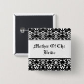 Big Bold Damask (zwart) (bruiloft) Vierkante Button 5,1 Cm (Voorkant /achterkant)