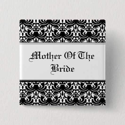 Big Bold Damask (zwart) (bruiloft) Vierkante Button 5,1 Cm (Voorkant)