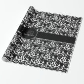 Big Bold Damask (zwart) Cadeaupapier (Uitgerold)