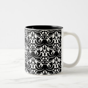 Big Bold Damask (zwart) Tweekleurige Koffiemok