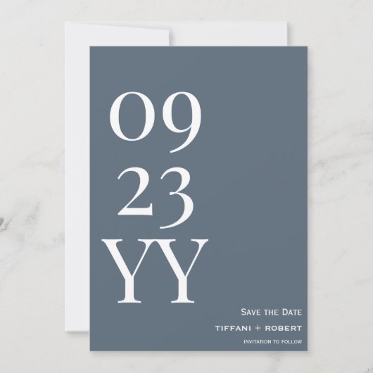 Big Bold Date Dusty Blue Save The Date (Voorkant)