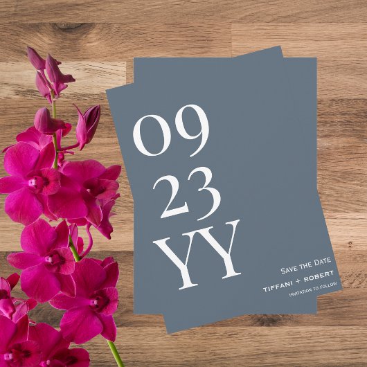 Big Bold Date Dusty Blue Save The Date