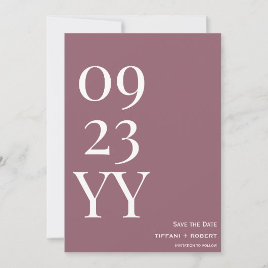 Big Bold Date Dusty Pink Save The Date (Voorkant)