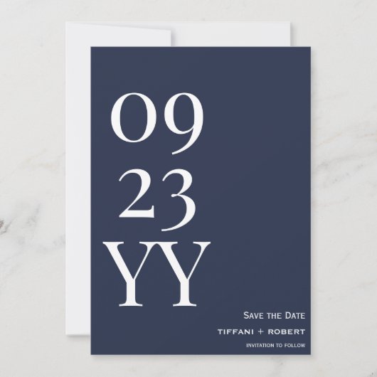 Big Bold Date Navy Blauw Save The Date (Voorkant)