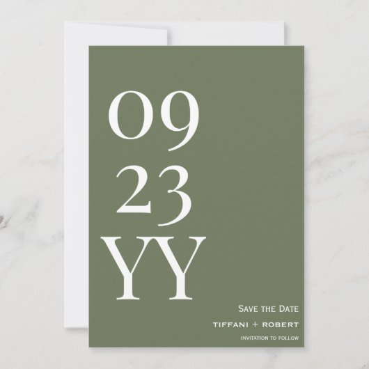 Big Bold Date Sage Green Save The Date (Voorkant)