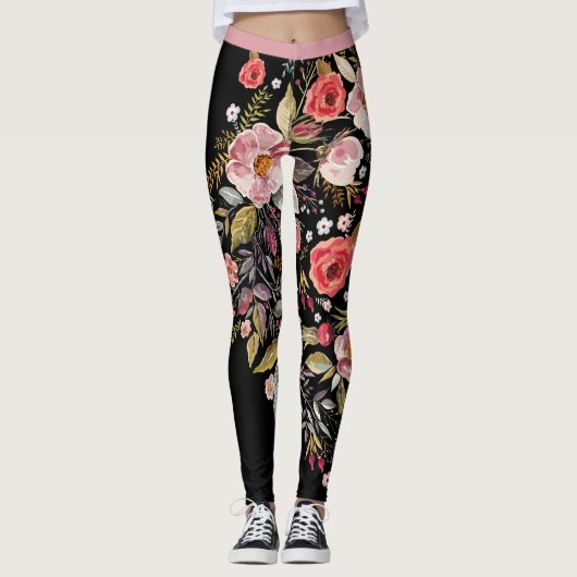 Big Bold Floral Leggings met meerdere kleuren (Voorkant)