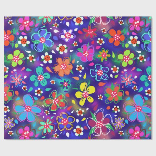 Big Bold Flowers Boho Style Cute Cadeaupapier (Vlak)