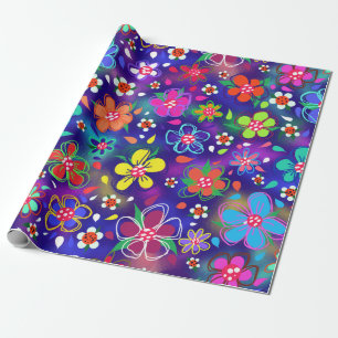 Big Bold Flowers Boho Style Cute Cadeaupapier
