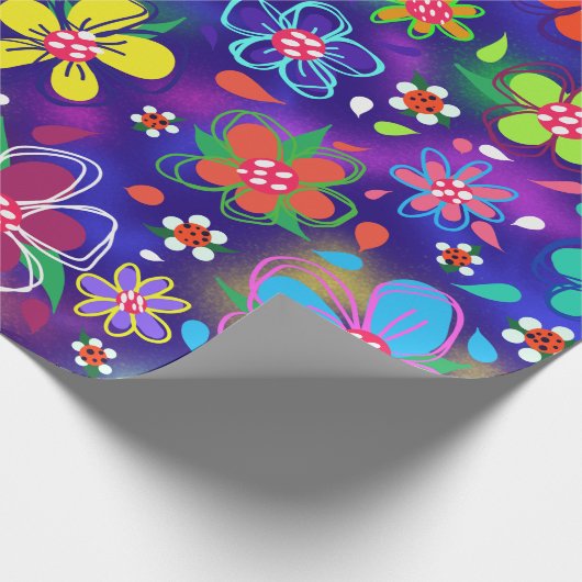 Big Bold Flowers Boho Style Cute Cadeaupapier (Hoek)