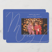 Big Bold Fun Periwinkle Blauw Script Vrolijke vaka Feestdagenkaart (Voorkant / Achterkant)