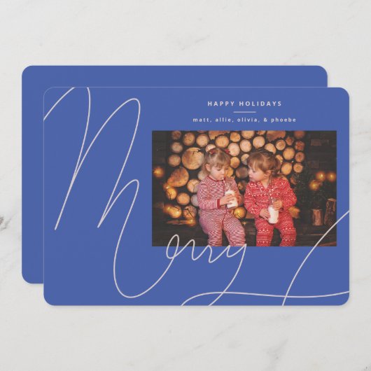 Big Bold Fun Periwinkle Blauw Script Vrolijke vaka Feestdagenkaart (Voorkant / Achterkant)