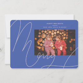 Big Bold Fun Periwinkle Blauw Script Vrolijke vaka Feestdagenkaart