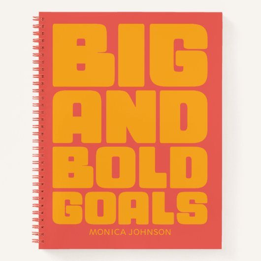 Big Bold Goals Vibrant Yellow Orange Personalized Notitieboek (Voorkant)
