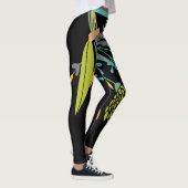 Big Bold Lime Green Blue Botanische Leggings (Rechts)