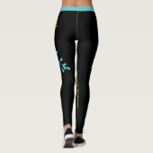 Big Bold Lime Green Blue Botanische Leggings (Achterkant)