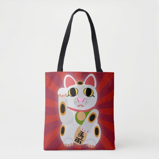 Big Bold Lucky Cat Fun tekenfilm Tote Bag (Voorkant)